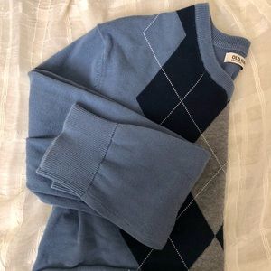 Oversized Cropped Argyle Sweater